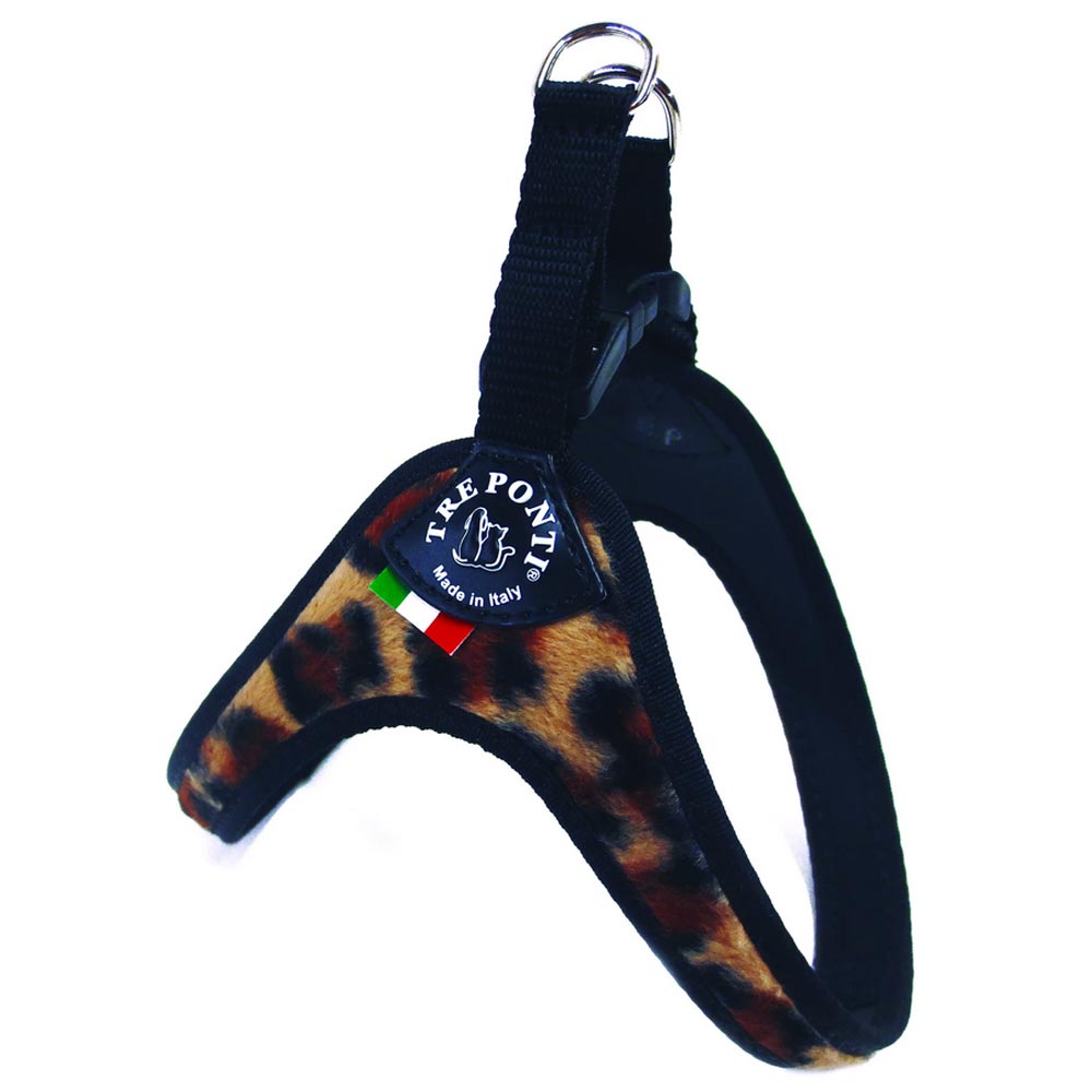Tre Ponti Easy Fit Classic Dog Harness Leopard Faux Fur Pets and Lifestyle